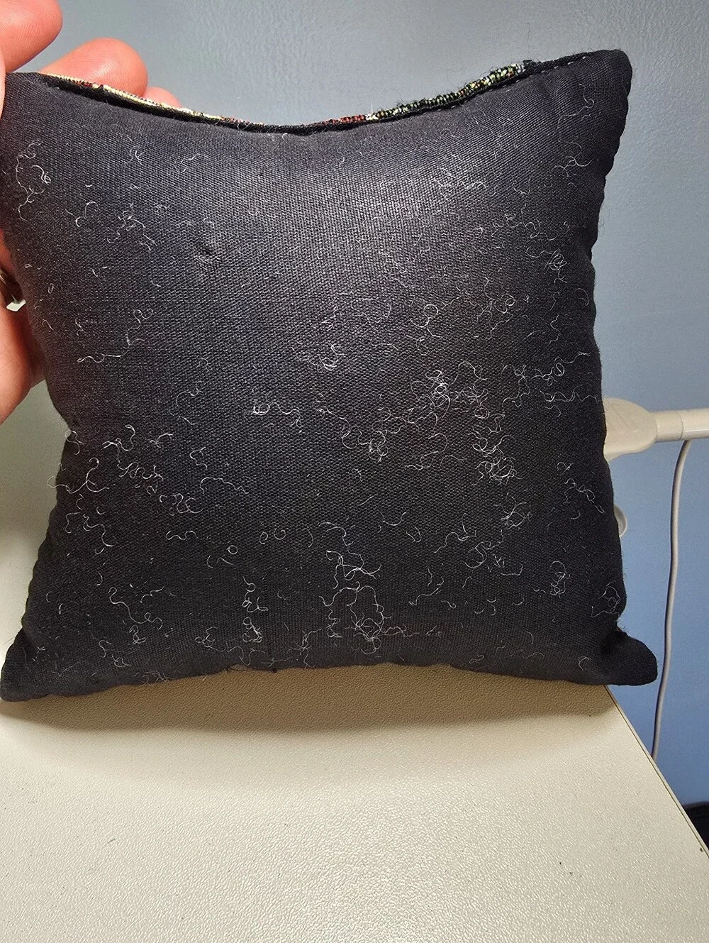Decorative Small Cat Pillow Tapestry Square Black Fabric Back *READ*
